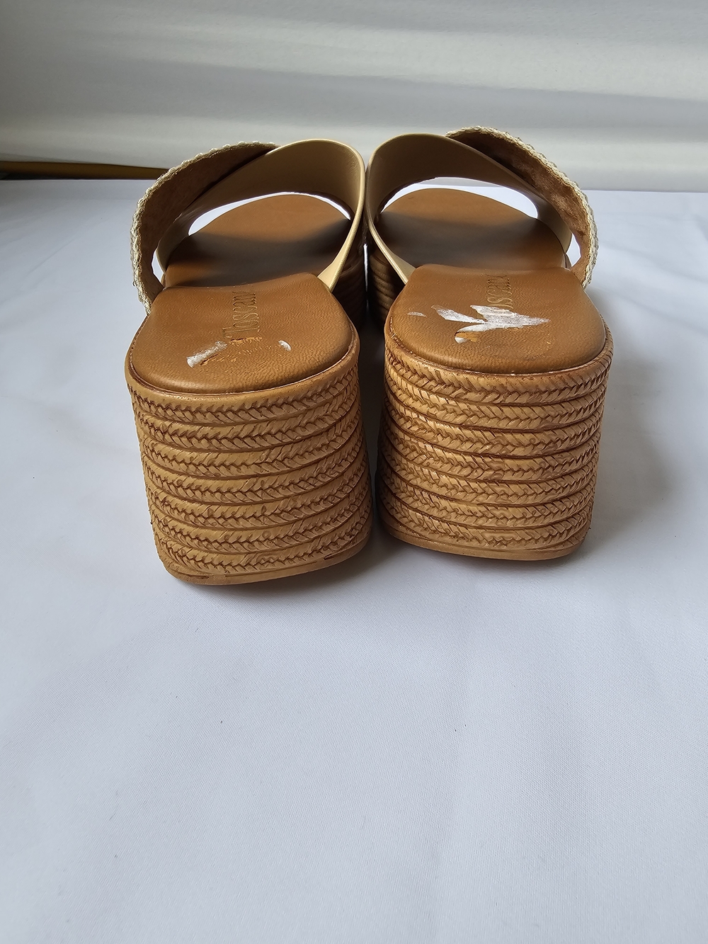 Toscanella Italy Neutral Metallic Wedge Platform Sandals - Size 7 - Picture 12 of 16